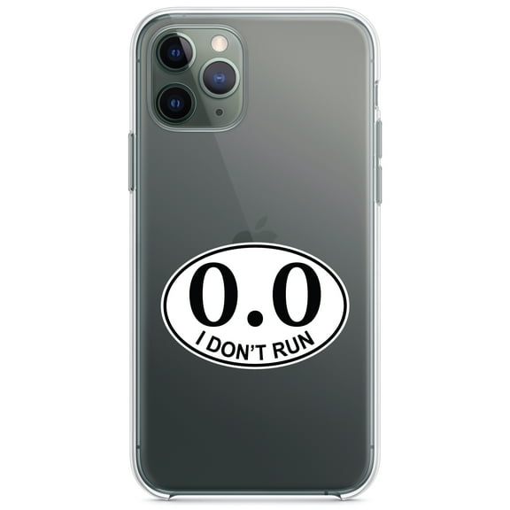 DistinctInk Clear Hybrid Case for iPhone 12 6.1 inch - I Don't Run Marathon Sticker - Raised Bezel Screen Guard