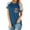 Blue, variant on Women Stripes Leopard Printed Pocket Short Sleeve Top