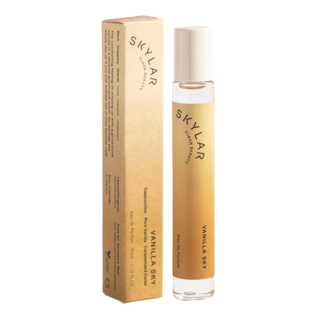 Skylar Vanilla Sky Eau de Parfum - Perfume hipoalergénico y limpio para mujeres y hombres, vegano y seguro para pieles sensibles, notas de capuchino, vainilla y cedro caramelizado - 0.3 fl oz/0,33 fl