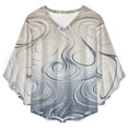 thumbnail image 4 of Abstract Swirling Pattern Design Women's V-Neck Blouse With 3/4 Ruffled Bell Sleeves Casual Top Ladies Blouses, 4 of 7