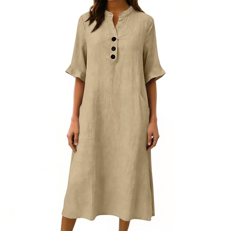 casual cotton dress with pockets Lilac Floral Casual Midi Dress: Celenia Lilac Floral / Large