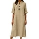 thumbnail image 5 of TaTaai Ladies V-Neck Ruffle Half Sleeve Solid Color Long Dress Button Down Design with Pockets Fashion Casual Comfortable Dress for Women Gift, 5 of 6