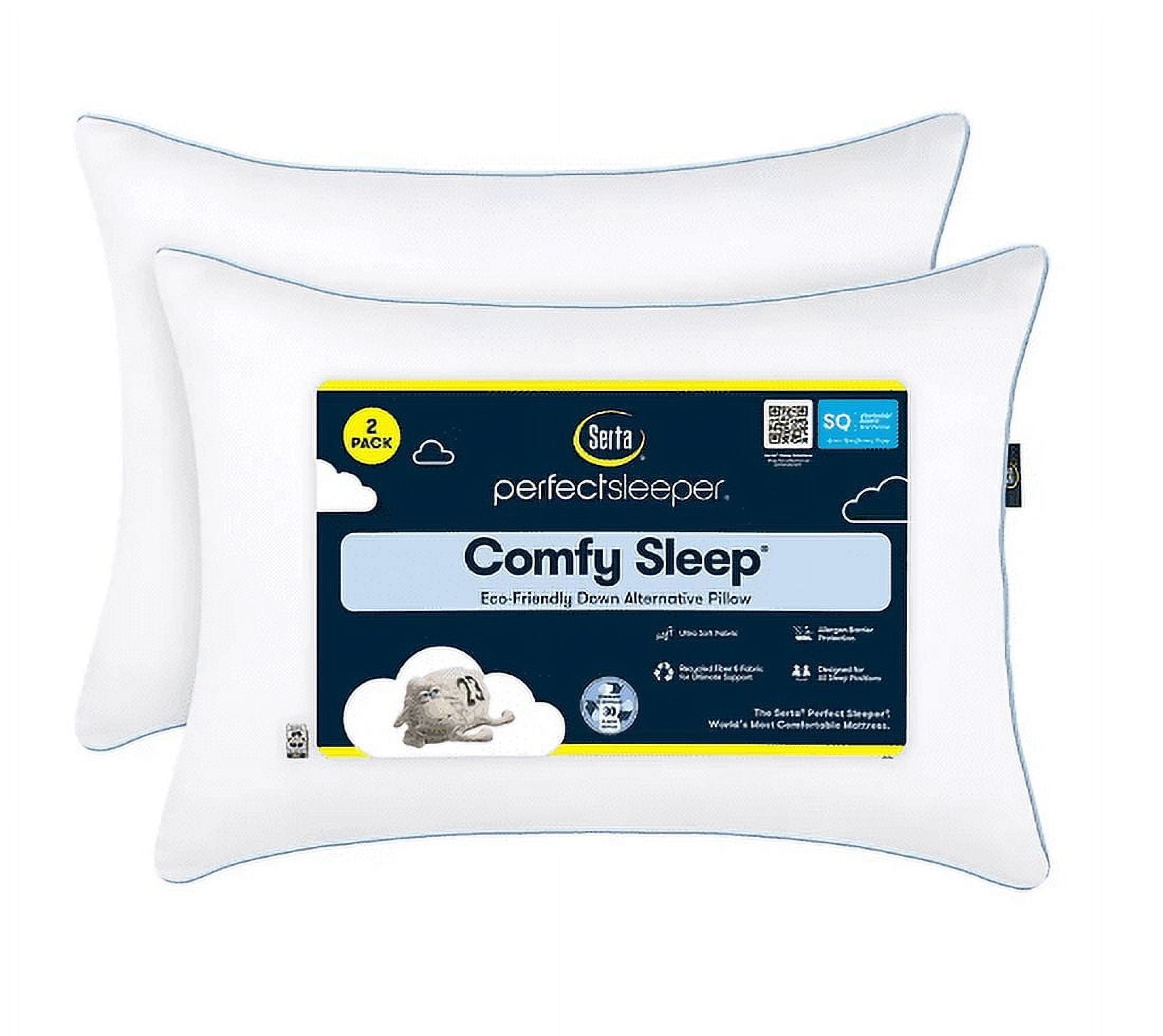 Sertapedic Comfort Hypoallergenic No-Go Flat Bed Pillow, King Size