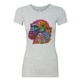 thumbnail image 3 of Colorful Neon Gorilla | Dean Russo Art Animal Lover Womens Slim Fit Junior Tee, Heather Grey, Medium, 3 of 6