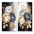 thumbnail image 2 of Designart "Bouquet of Roses in White, Gold, and Black I" Rose Framed Wall Art Set Of 2 - Black Floral Framed Canvas Set For Living Room Decor, 2 of 7