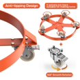 thumbnail image 6 of 55 Gallon Drum Dolly, Heavy Duty Barrel Dolly with 4 Caster Wheels, 1000 LBS Capacity Trash Can Dolly Non-Tipping Hand, Orange Steel Frame Dolly, 6 of 7
