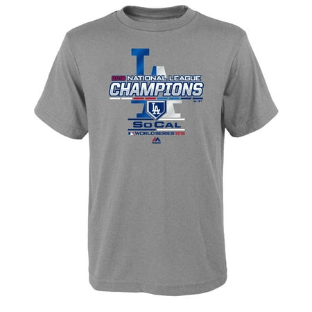 National League Champions Locker Room - Los Angeles Dodgers Majestic Youth 2018 National League Champions Locker Room T-Shirt - Heather Gray
