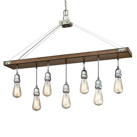 Photo 1 of  used 
Westinghouse 6351500 Elway 7 Light 36" Wide Linear Chandelier - Barnwood / Galvanized