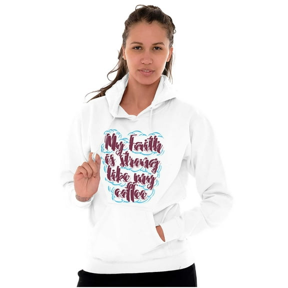 My Faith is Strong Like My Coffee Women Plus Size Graphic Pullover Hoodie Brisco Brands 3X