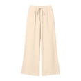 thumbnail image 6 of ClodeEU Women's Elastic Waist Wide Leg Pants,Casual Loose Fit Lounge Trousers with Pockets Beige,Women's Plus L, 6 of 6