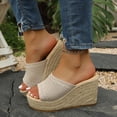 thumbnail image 4 of Samdudou Women Open Toe Espadrilles Platform Sandals Bohemia Summer Wedges Casual Thick Sole Add Height Shoes Fashion Summer Outdoor Beach Slides For Beach, Wedding, 4 of 7