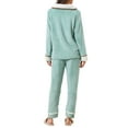 thumbnail image 3 of INSPIRE CHIC Women's Pajamas 2 Piece Set Button Top and Pants Flannel Winter Sleepwear XS Blue, 3 of 6