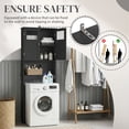 thumbnail image 5 of Hassch Bathroom Storage Cabinet for Toilet/Washer, 67" Tall Space-Saving Organizer with Dual Doors and Shelves, Freestanding Painted MDF Tower Cabinet for Towels & Toiletries, Black, 5 of 10