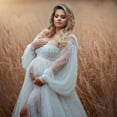 thumbnail image 5 of Lightweight Polyester Maternity Long Dress for Comfortable Pregnancy Photo Shoots Feature Stretchy Breathable Fabric, 5 of 8