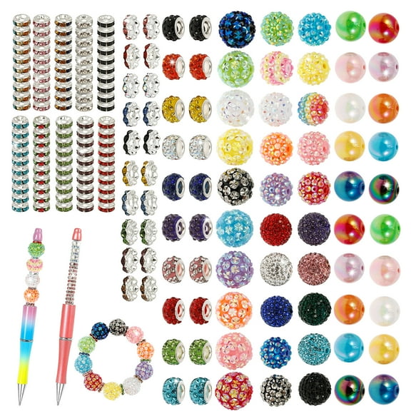 190Pcs Acrylic Pen Making Bead Set Multipurpose Bright Color Rondelle Jewelry Bead Kit for Jewelry Bracelet Making Beadable Pen