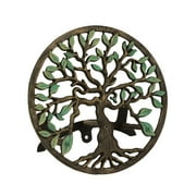 Zeckos Cast Iron Tree of Life Garden Hose Hanger - 12" - Green/Bronze Finish - Multicolored - Size