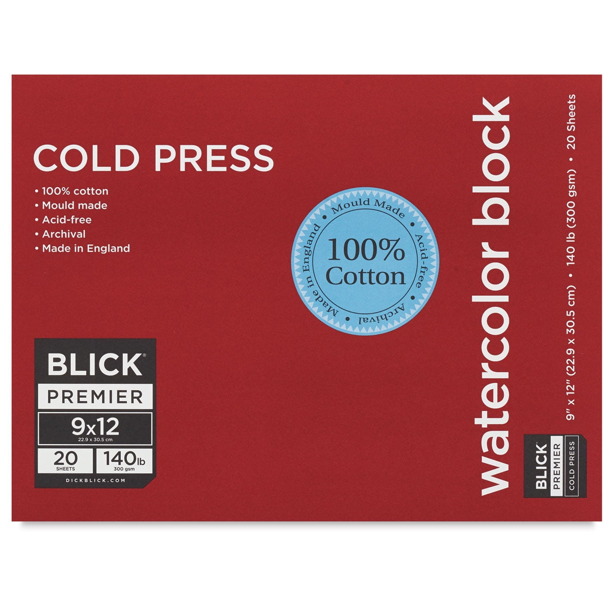 Blick Premier Watercolor Block - 9" x 12", Cold Press, 140 lb, 20 Sheets