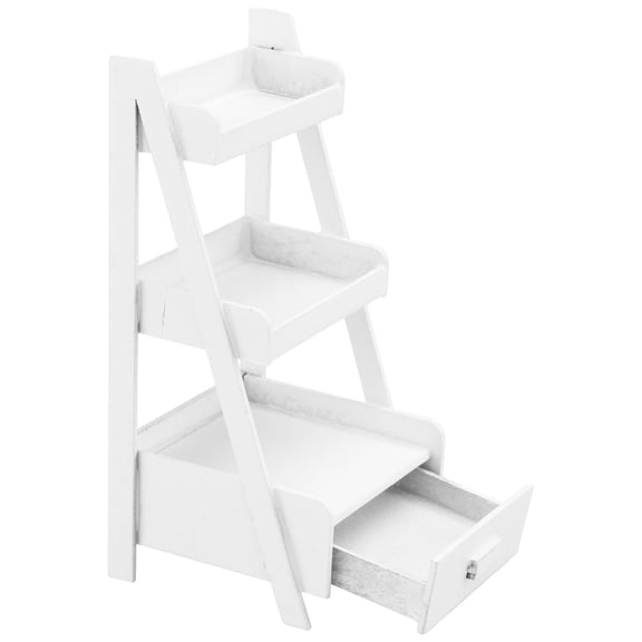 PTOOTP White Miniature Storage Rack for Dollhouse Furniture Accessories Model Set Organizer