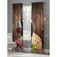 thumbnail image 4 of Vintage Farmhouse Sheer Curtains for Living Room Bedroom, Wine Cheese Grapes Brown Wood Grain Light Filtering Sheer Curtains, Rod Pocket Voile Window Drapes, 2 Panels Set 52"x 96", 4 of 7