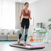 Adnoom Under Desk Treadmill,2.5HP Installation-Free Slim Flat Compact Treadmill,Electric Quiet Walking Treadmill with LED Display and Wireless Remote Control for Home/Office (pink)