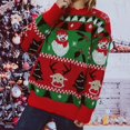 thumbnail image 3 of Suéteres ajustados para mujer, suéteres de invierno gruesos de vellón alto e informal de Navidad con estampado holgado, suéteres para mujer grandes y altos, 3 of 4