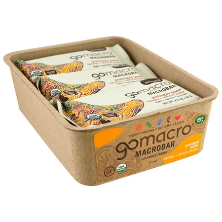 Gd Back Bar - GoMacro, Macrobar, Prolonged Power, Banana + Almond Butter, 12 Bars, 2.3 oz (65 g) Each(pack of 1)