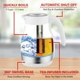 thumbnail image 6 of Brentwood Glass 1.7 Liter Electric Kettle with Tea Infuser in White, 6 of 6