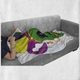 thumbnail image 6 of Mardi Gras Soft Flannel Fleece Throw Blanket, Scary Looking Green Skull with Carnival Hat Beads and Earring Cartoon Style, Cozy Plush for Indoor and Outdoor Use, 50" x 60", Multicolor, by Ambesonne, 6 of 6