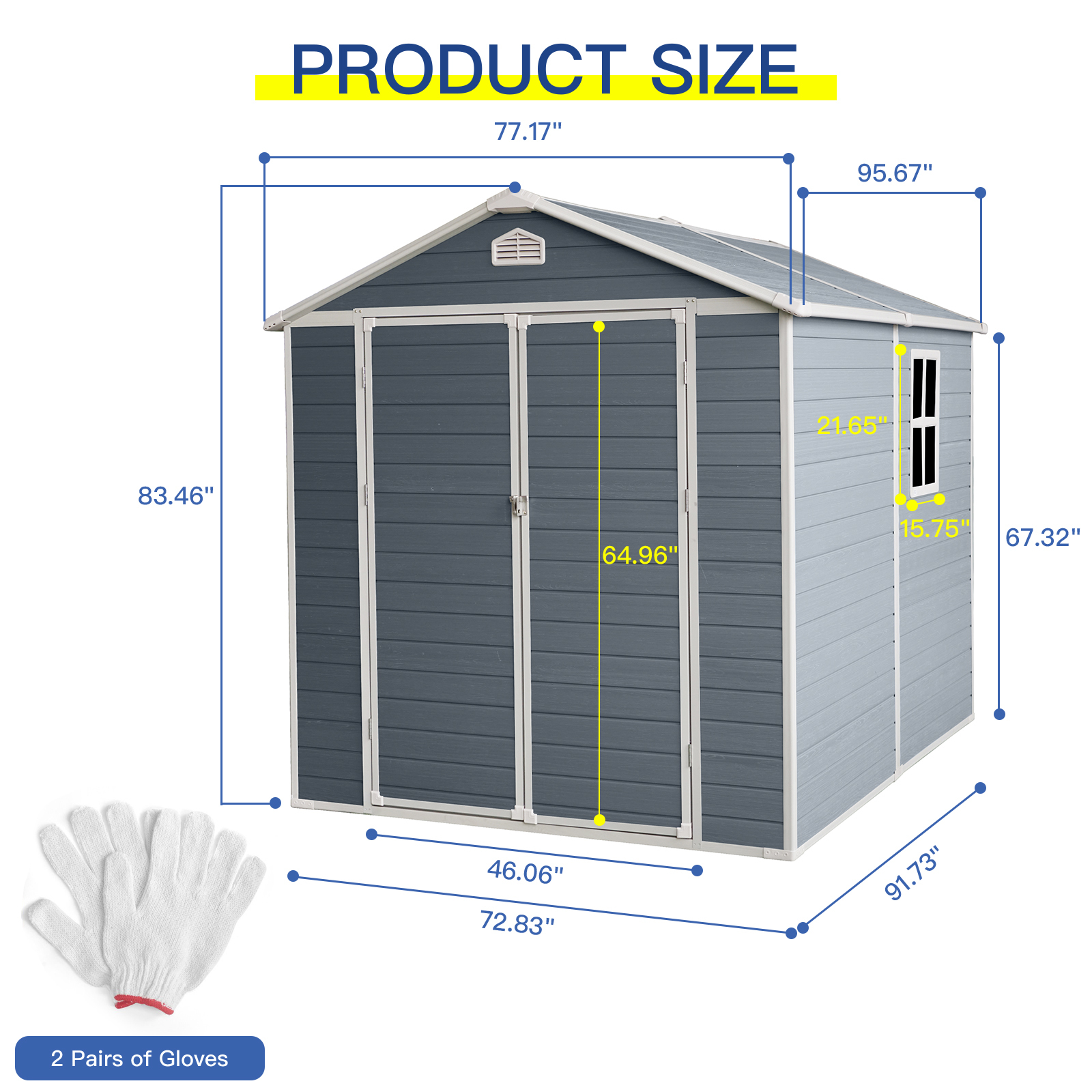 Alvantor 8 x 6 Ft Resin Storage Shed with Floor Plastic Garden Shed with Window and Lockable Door for Backyard, Garden, Patio Grey
