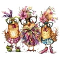 thumbnail image 3 of Adhesivos de pared divertidos con dibujos animados de tres pollos y pájaros con cristal, 3 of 4