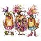 thumbnail image 3 of Adhesivos de pared divertidos con dibujos animados de tres pollos y pájaros con cristal, 3 of 4