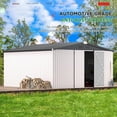 thumbnail image 4 of YODOLLA 12’ x 12‘ Outdoor Metal Storage Shed with Sliding Roof & Lockable Door Patio Storage Building in White, 4 of 6