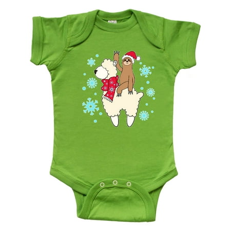 

Inktastic Christmas Cute Sloth and Llama Gift Baby Boy or Baby Girl Bodysuit