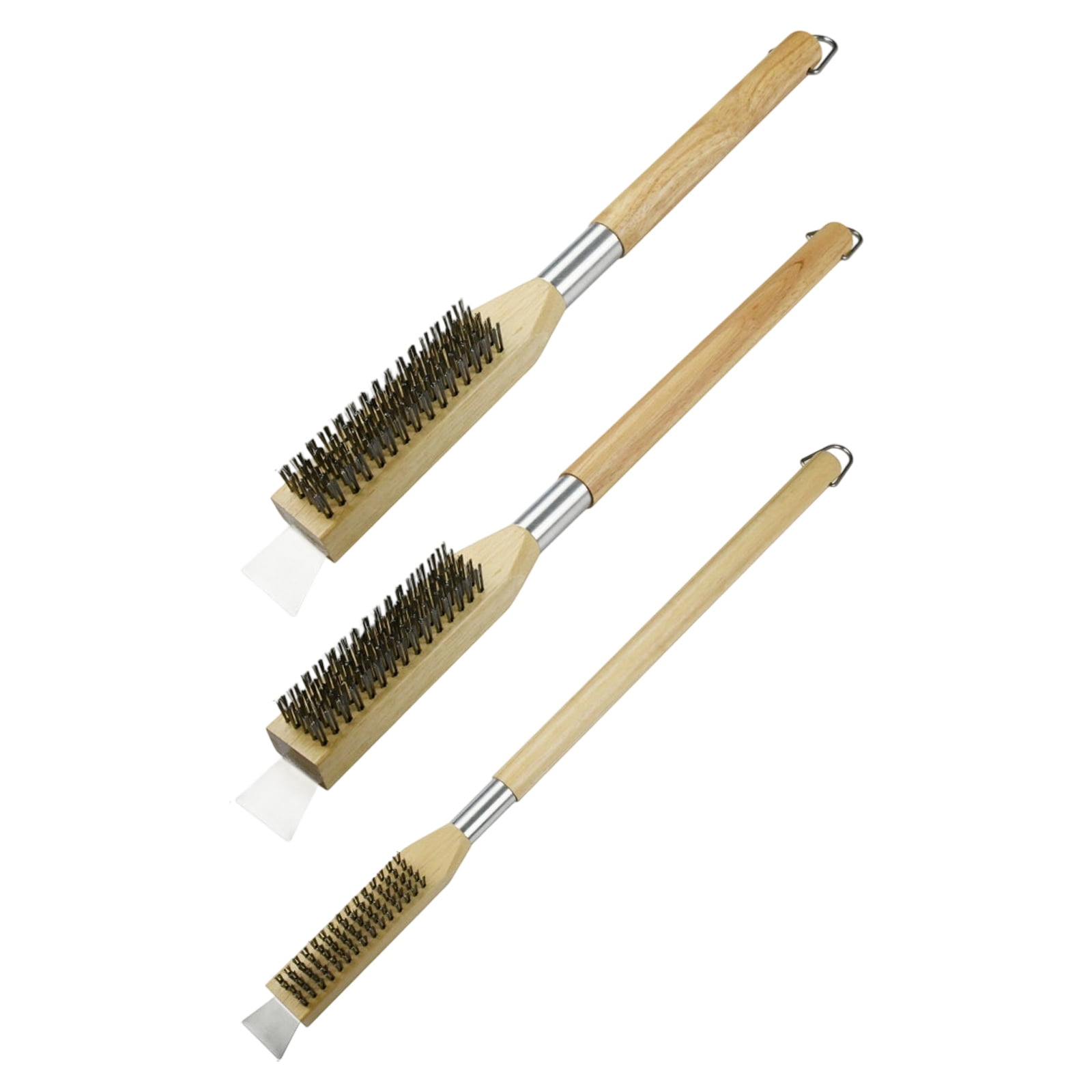 Detachable Steel Bristles Pizza Oven Brush With Ergonomic Handle and Scraper For Oven Grills Stone Cleaning Daily Use