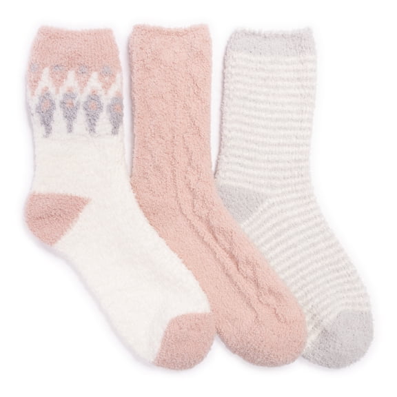 MUK LUKS Women's 3 Pair Pack Crew Cozy Socks