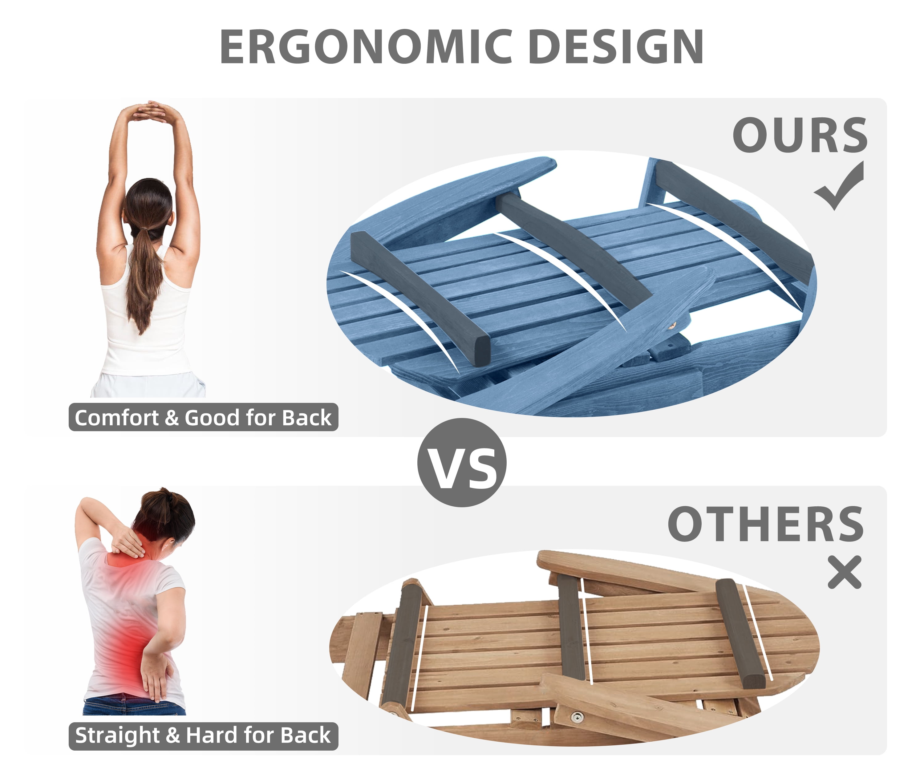 D-road Half Pre-Assembled Folding Adirondack Chair, Outdoor Wood Patio Chair for Backyard/Pool/Beach,Dark Blue