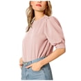 thumbnail image 2 of Njoeus Women's Puff Short Sleeve Basic T-Shirt Crewneck Work Shirts Dressy Blouse Summer Business Casual Tops for Women 3XL-4XL （Available in Plus Size), 2 of 9