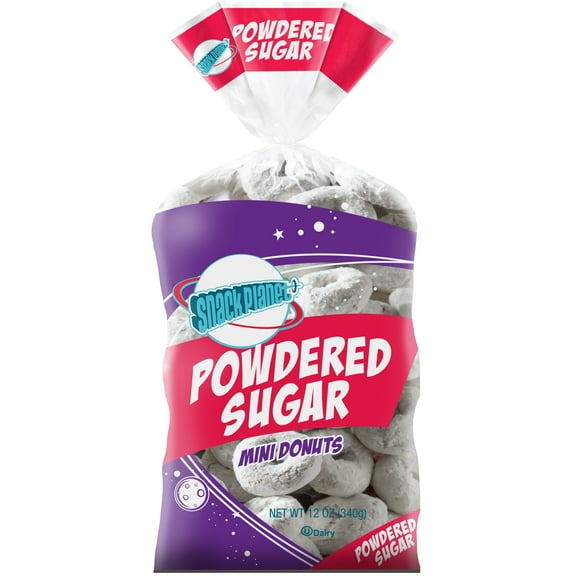 Snack Planet Powdered Sugar Mini Donuts, 12oz