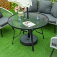 thumbnail image 2 of Outsunny Table à Manger d'Extérieur Rond en Acier de 42 Pouces avec Trou pour Parasol, Acier, 2 of 10