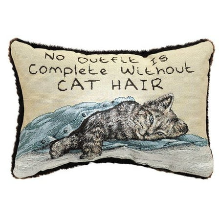 Lumbar Roll Pillow - Manual Woodworkers & Weavers No Outfit is Complete Cat Hair Word Lumbar Pillow