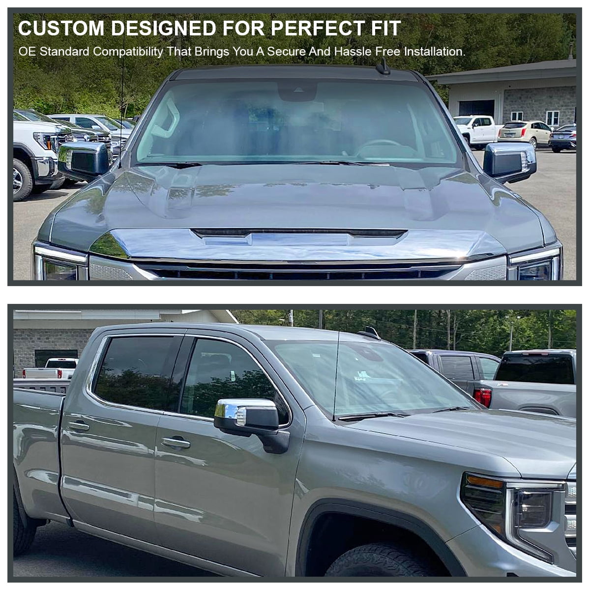Spec-D Tuning Right Passenger Side Chrome Power Heated Manual Adjust Side Mirror w/ Blind Spot + Temp Sensor Compatible with 2019-2026 GMC Sierra 1500