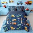 thumbnail image 3 of Erosebridal Construction Crane Vehicle Twin Bedding Sets for Boys and Girls, Orange Green Blue Watercolor Bedding Comforter Set, Navy Reversible, 7pcs, 3 of 6