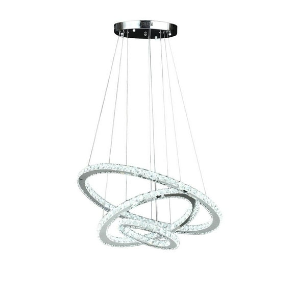 Ore International Else Triple Hoop Modern Crystal Stainless Led Remote Control Dimmer Chandelier