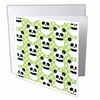 3dRose Cute panda bear with lime green polka dots - Greeting Cards, 6 by 6-inches, set of 6