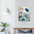 thumbnail image 3 of Nawypu   Lotus Flower Canvas Wall Art for Living Room White and Indigo Blue Floral Picture Wall Decor for Dining Room Bedroom Bathroom Kitchen Print Painting for Home Decorations, 3 of 4