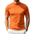 thumbnail image 2 of Men's Short Sleeve Mock Neck Pullover Sweaters Casual Stylish Slim Fit Basic Top Silk-Like Fabric,Orange XL, 2 of 7