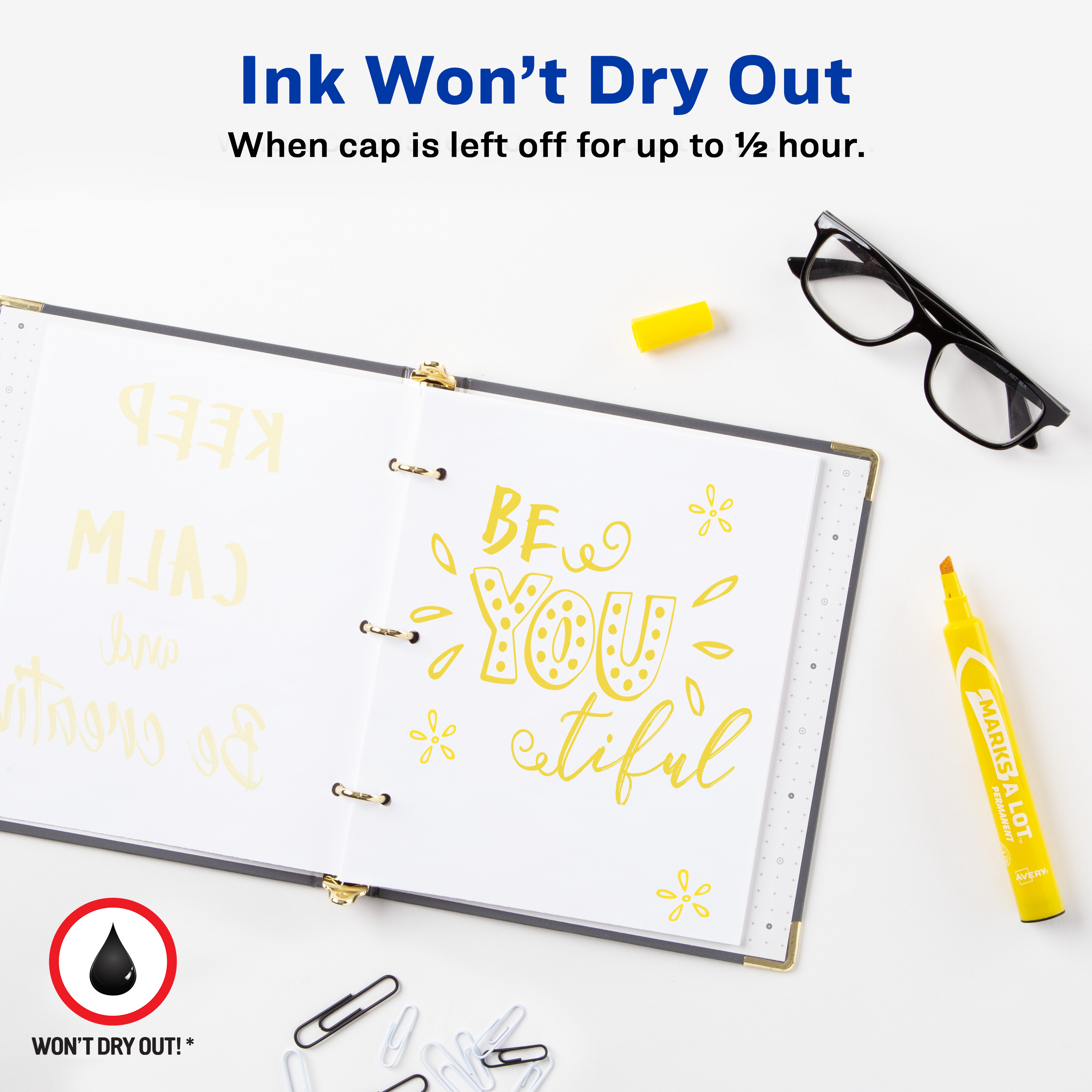 Avery Marks A Lot Permanent Markers, Yellow, 24 Total (50215)