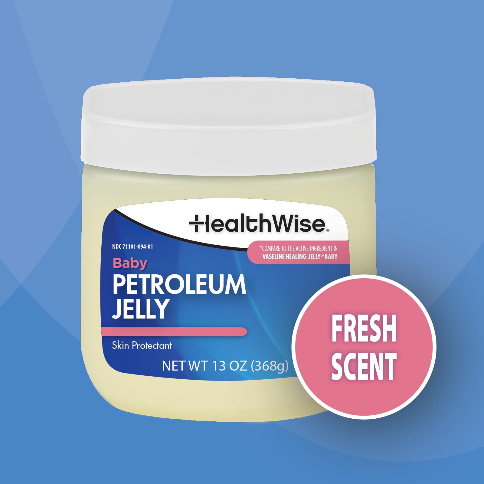 HealthWise Petroleum Jelly | Skin Protectant | Fresh Scent | Relieves Dry Skin | Protects Minor Cuts, Scraps, Burns | 13 oz. Jar