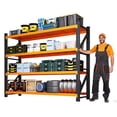 thumbnail image 6 of MIIIKO 4-Tier Metal Adjustable Storage Shelves, 79"W x 24"D x 79"H, 7000LBS Capacity Industrial Utility Shelving Unit,Steel Rack for Garage Warehouse Basement,Black&Orange, 6 of 9