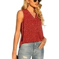 thumbnail image 3 of Camisetas sin mangas estampadas para mujer, cuello en V, ajuste holgado, longitud a la cadera, túnica, camisetas informales, blusa tipo 4 XL, 3 of 6